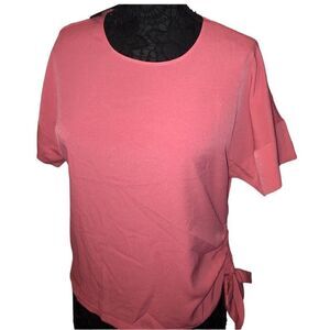 MARC NEW YORK NWT Pink Short Sleeves Blouse Crew Neck Bottom Side Tie Size: S
